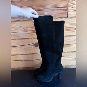 Valdini Carina black suede knee high heeled boots with soft lining size 9